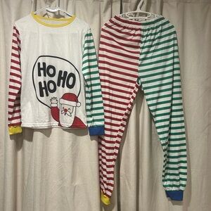 Festive Santa Pajamas - Red, Green, and White. Size M.